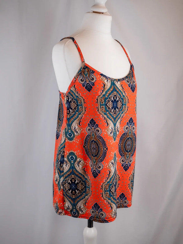 Boohoo Womens Summer Top Red/Multi UK10 Pre-Owned
