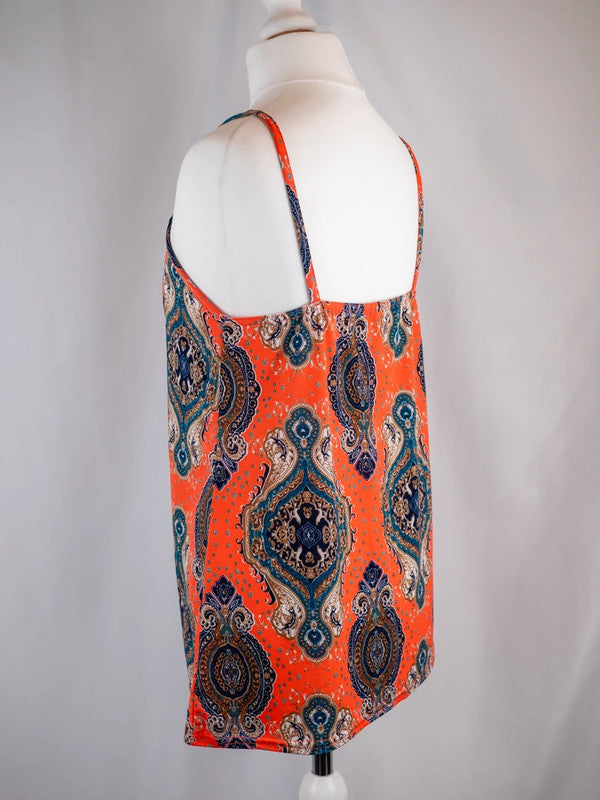 Boohoo Womens Summer Top Red/Multi UK10 Pre-Owned