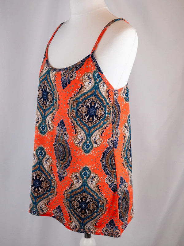 Boohoo Womens Summer Top Red/Multi UK10 Pre-Owned