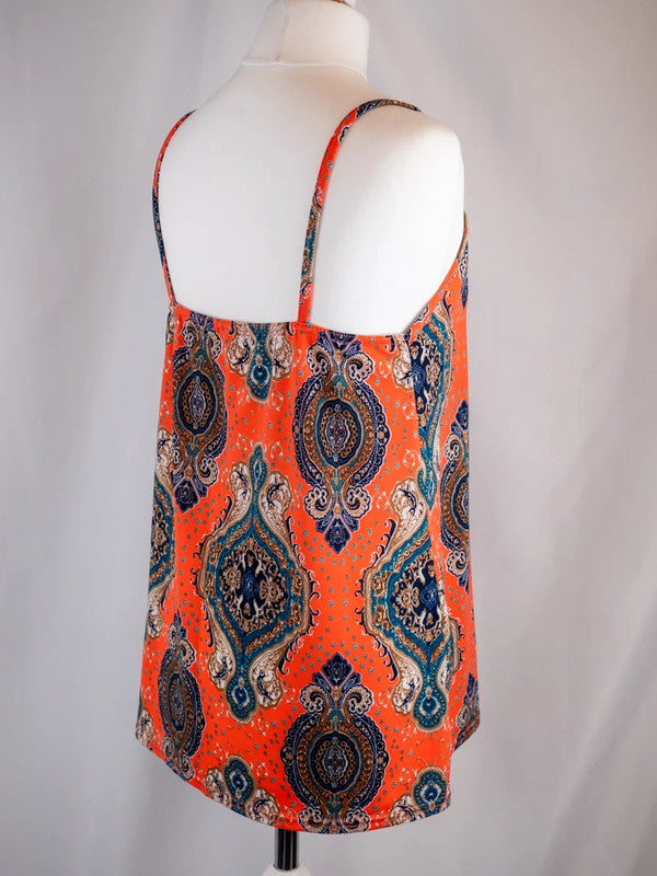 Boohoo Womens Summer Top Red/Multi UK10 Pre-Owned