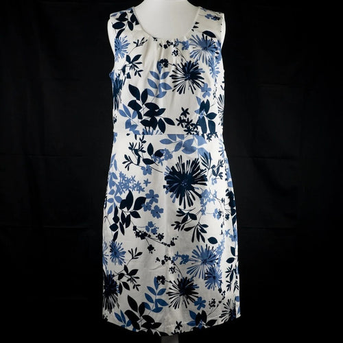 Anna Rose Collection Dress White Blue Pattern Size 10