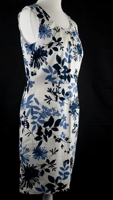 Anna Rose Collection Dress White Blue Pattern Size 10