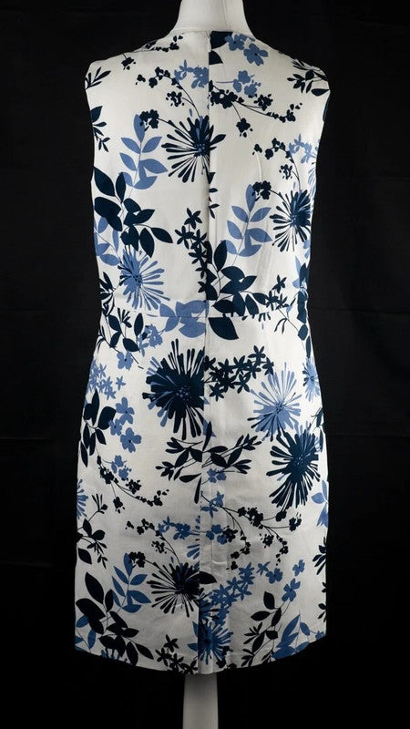 Anna Rose Collection Dress White Blue Pattern Size 10