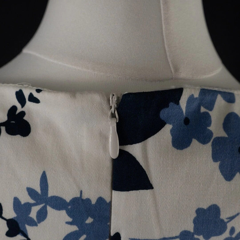 Anna Rose Collection Dress White Blue Pattern Size 10