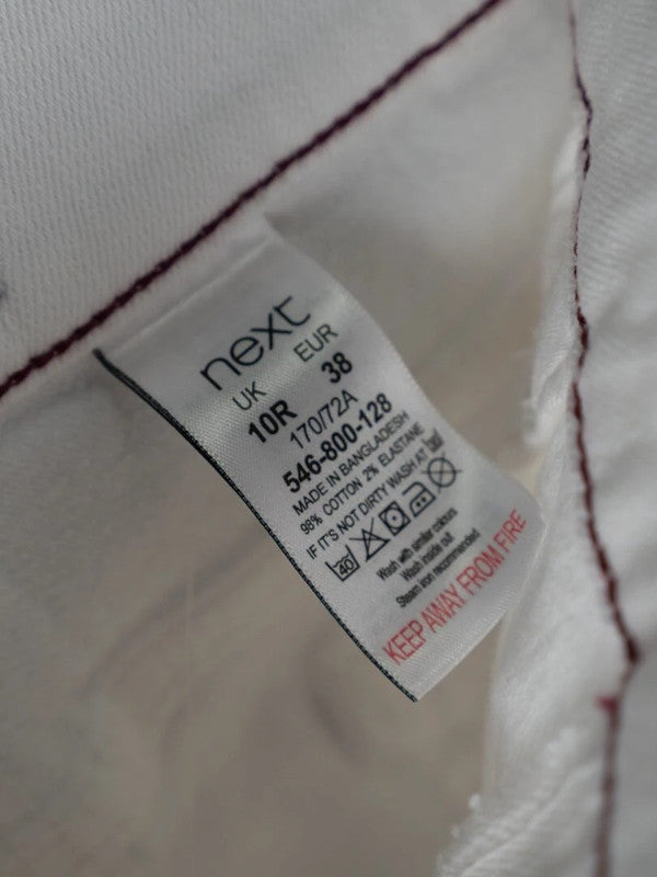 Next Skinny Mid Rise Jeans White Size 10R