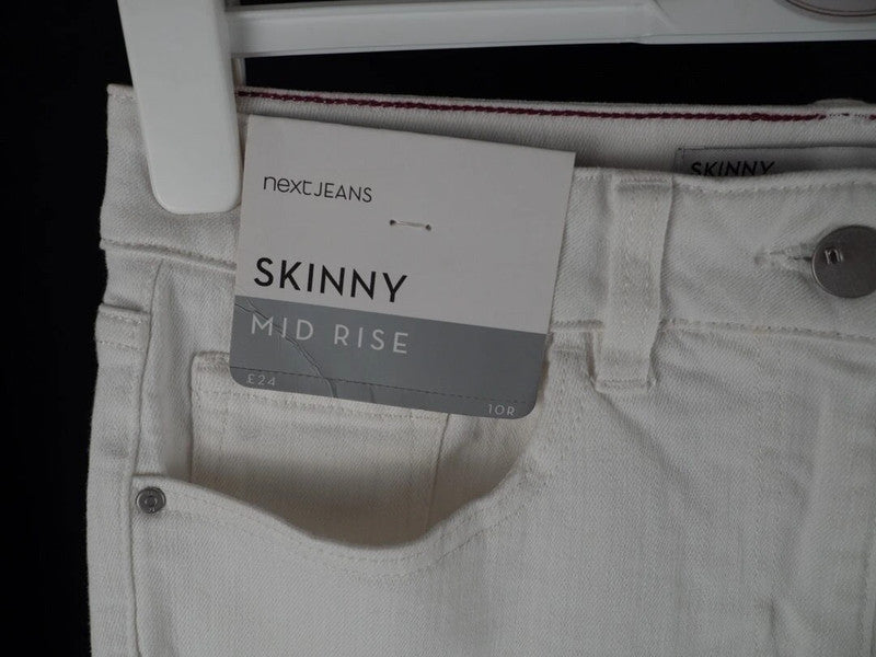 Next Skinny Mid Rise Jeans White Size 10R