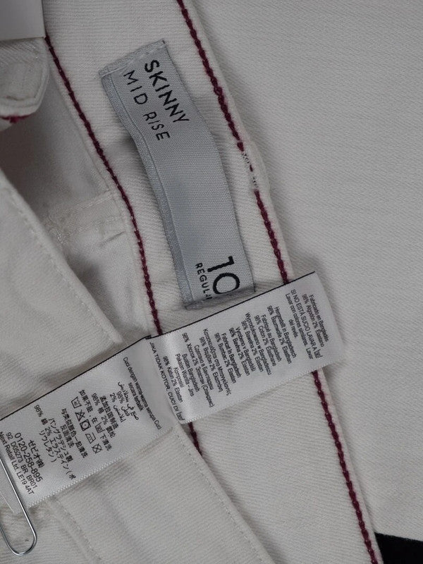 Next Skinny Mid Rise Jeans White Size 10R
