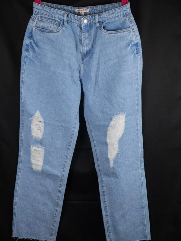 Urban Bliss Mom Jeans Blue Ripped  Size 12 NWT