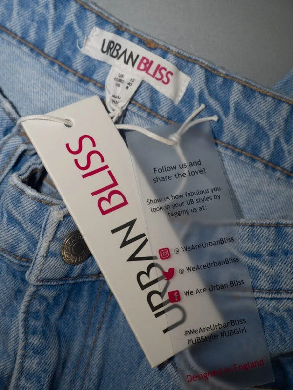 Urban Bliss Mom Jeans Blue Ripped  Size 12 NWT
