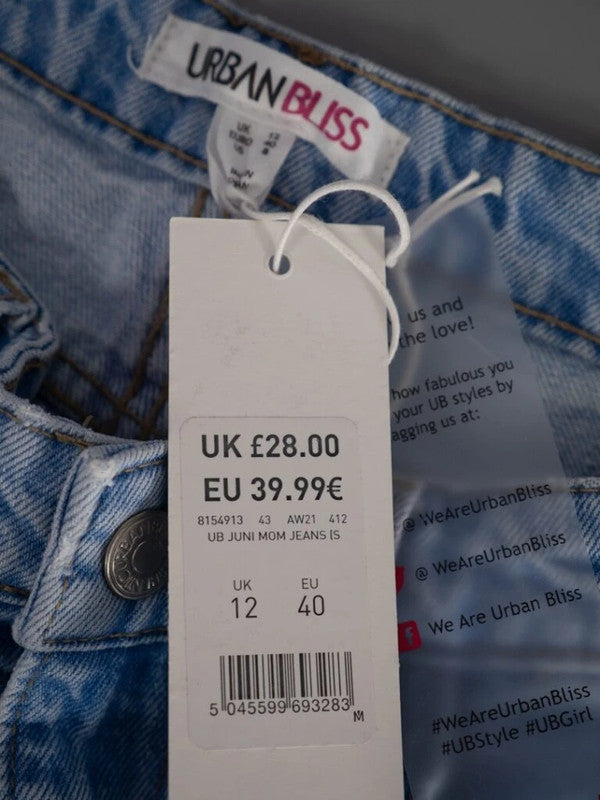 Urban Bliss Mom Jeans Blue Ripped  Size 12 NWT