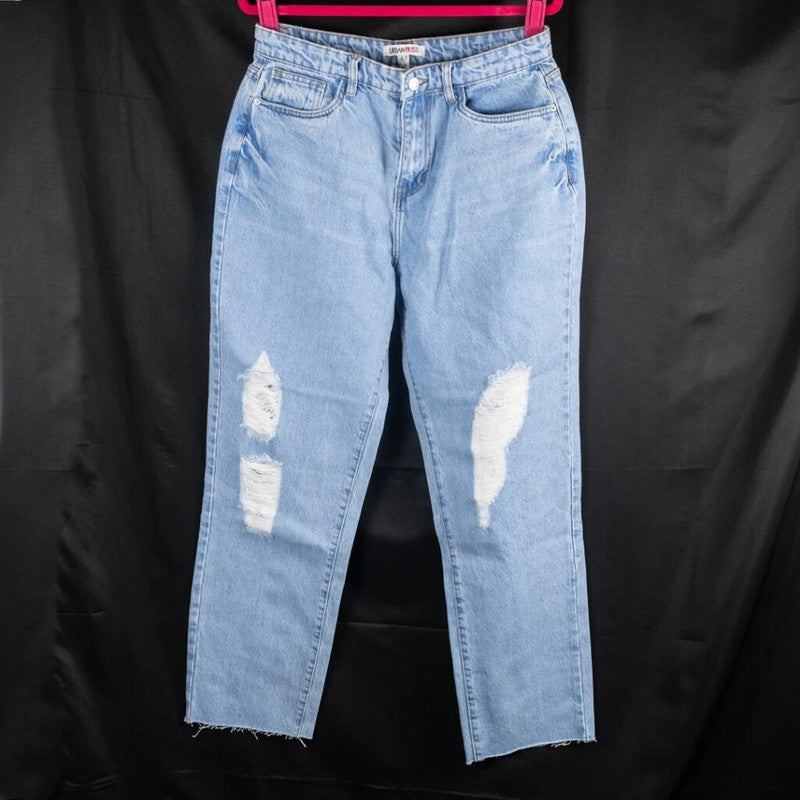 Urban Bliss Mom Jeans Blue Ripped  Size 12 NWT