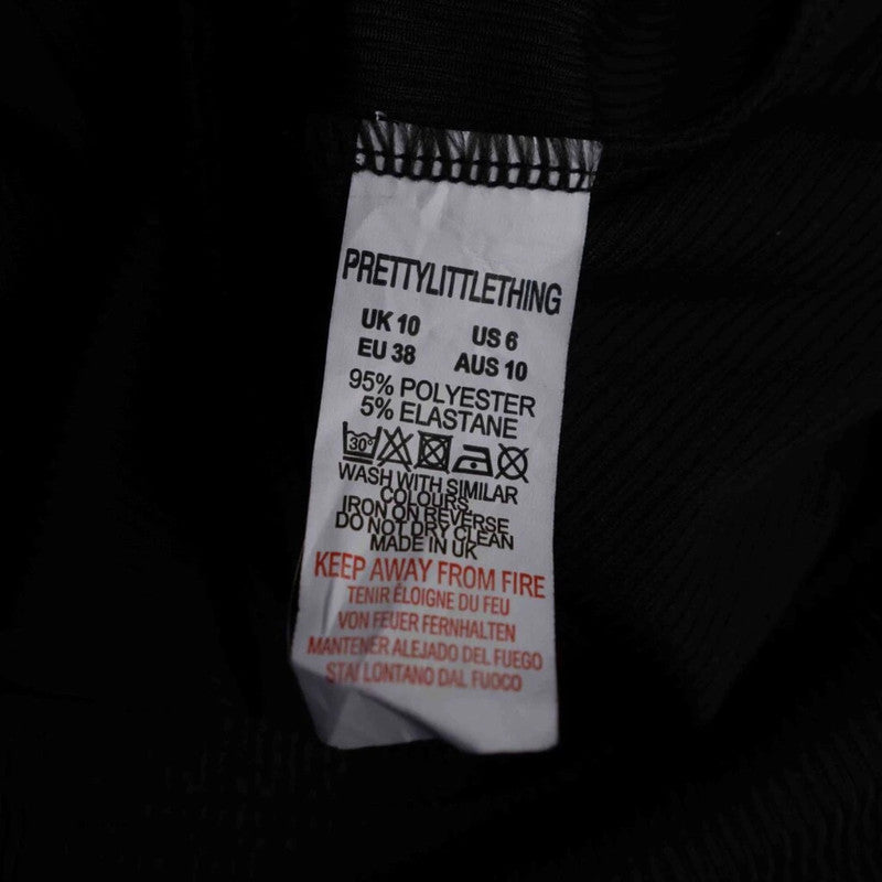 Black Ribbed PrettyLittleThing Black Dress Size 10 NWT