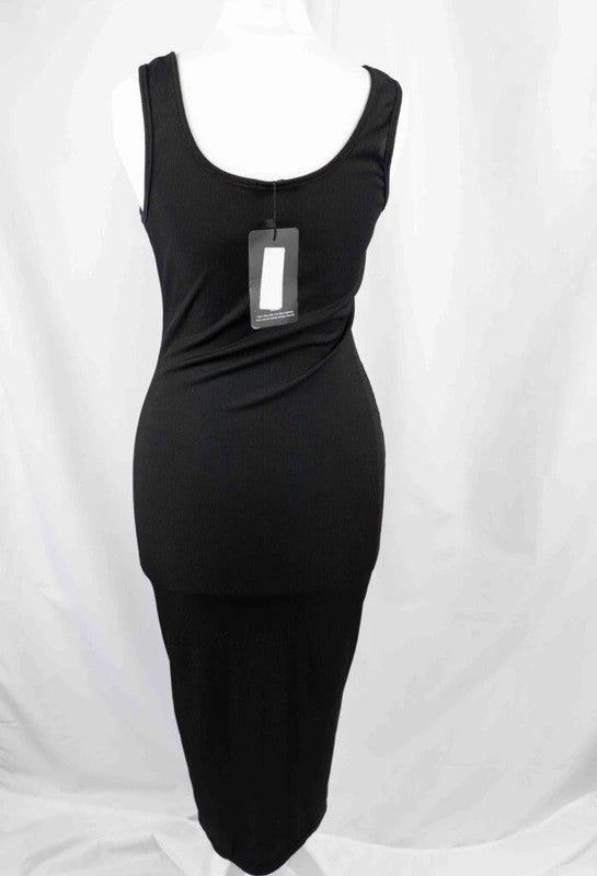 Black Ribbed PrettyLittleThing Black Dress Size 10 NWT
