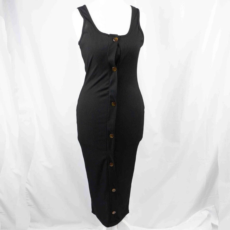 Black Ribbed PrettyLittleThing Black Dress Size 10 NWT