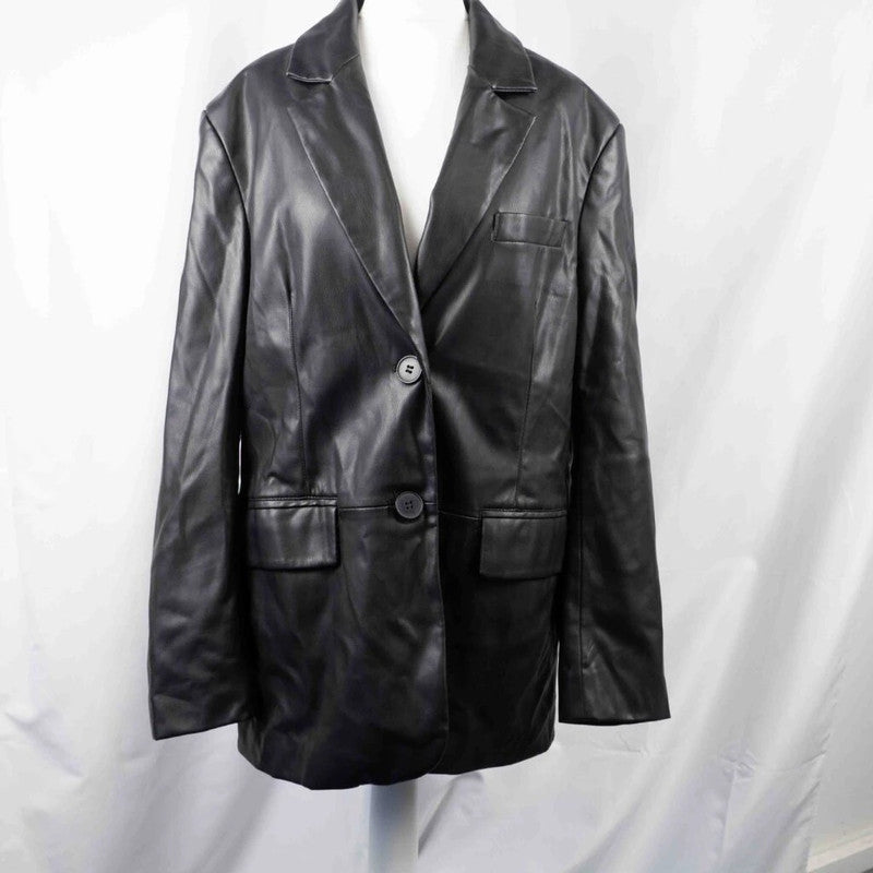 Bershka Black Faux Ladies Jacket Size EUR S