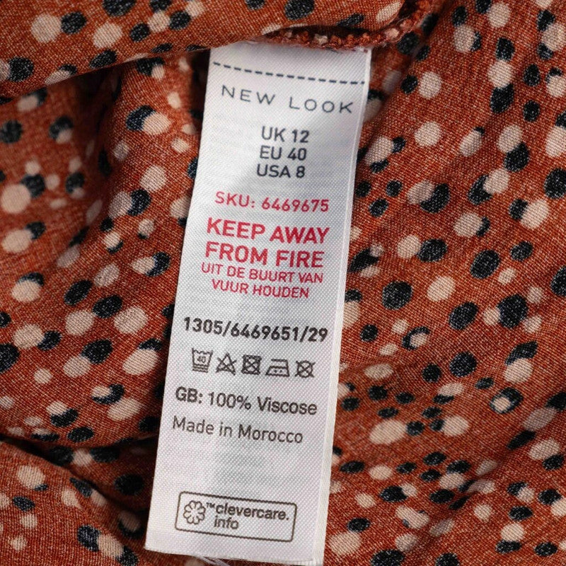 New Look Brown/Burnt Orange High Neckline Blouse Size 12
