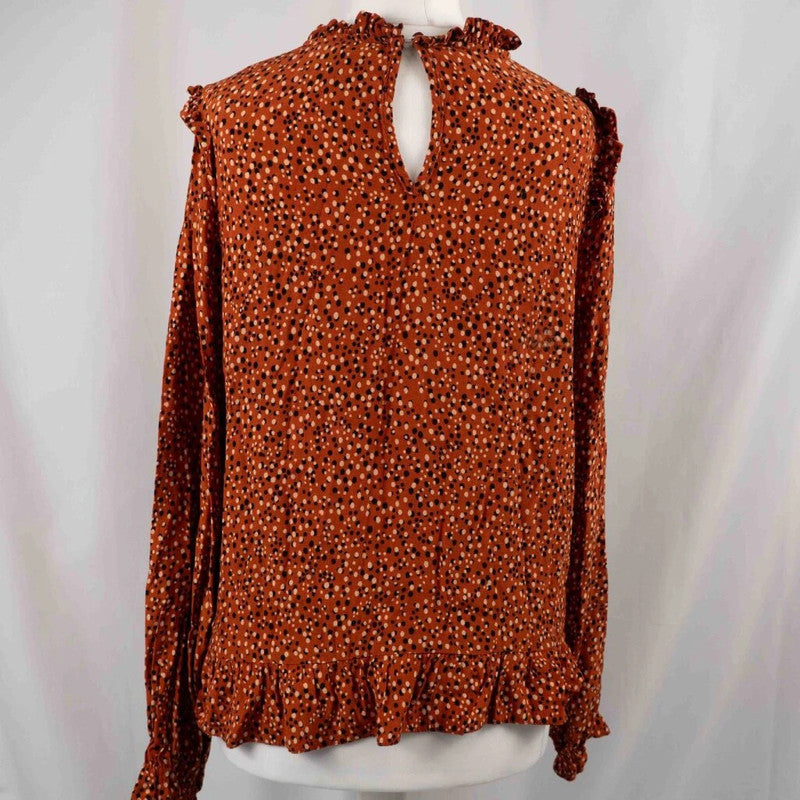 New Look Brown/Burnt Orange High Neckline Blouse Size 12