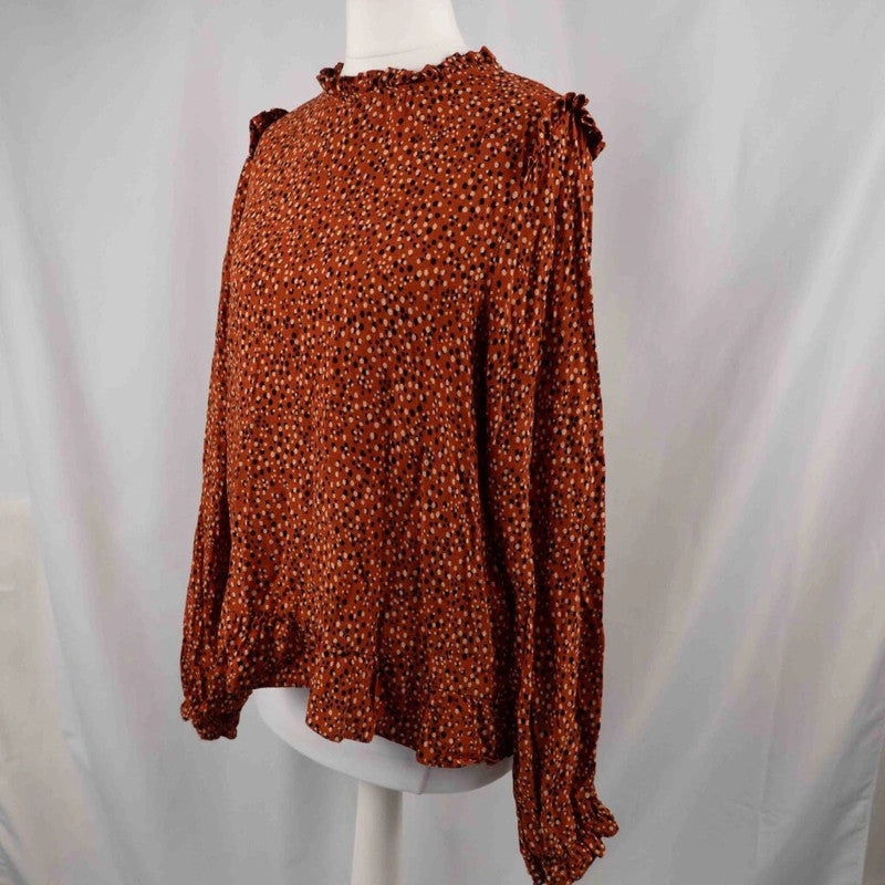 New Look Brown/Burnt Orange High Neckline Blouse Size 12