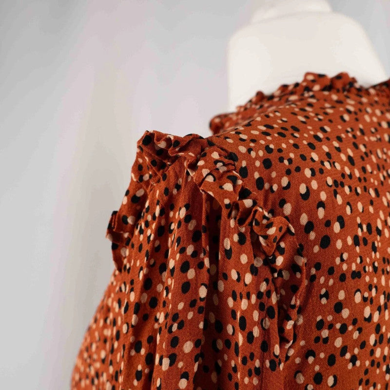 New Look Brown/Burnt Orange High Neckline Blouse Size 12