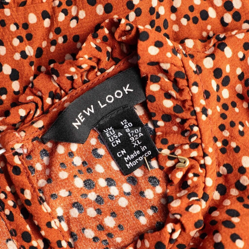 New Look Brown/Burnt Orange High Neckline Blouse Size 12