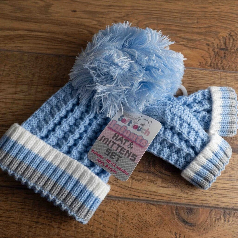 Elegance Soft Touch Hat &amp; Mittens Set NB-12months NWT