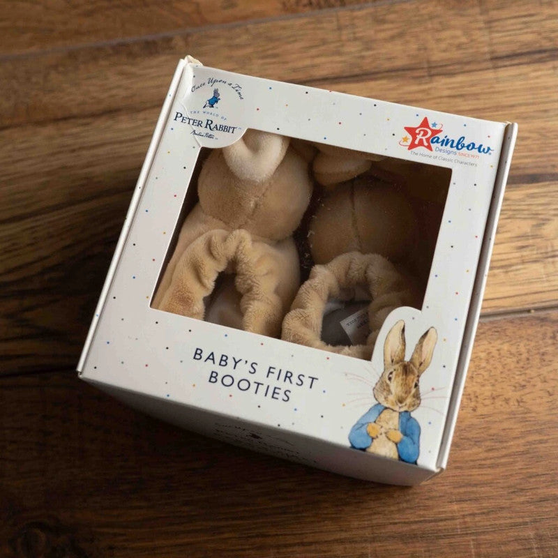 Peter Rabbit Baby's First Booties Beige Size 0-3 Months