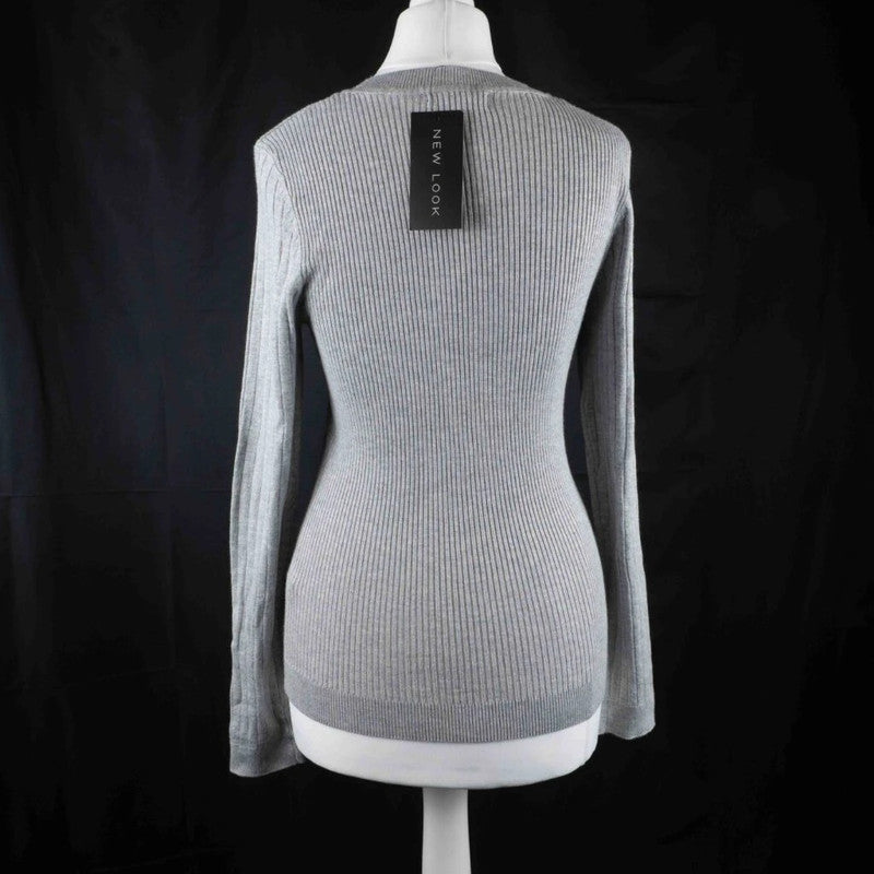 New Look Women's Grey Ribbed Top Size 12 NWT