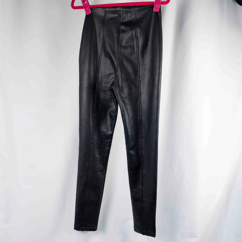 New look Black Faux Leather Leggings Size 8
