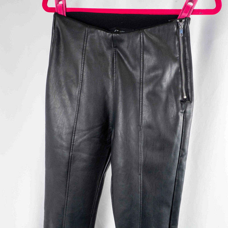 New look Black Faux Leather Leggings Size 8