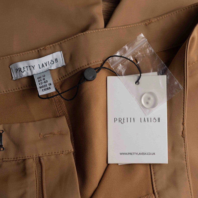 Pretty Lavish Flared Slacks Beige Size 12 NWT