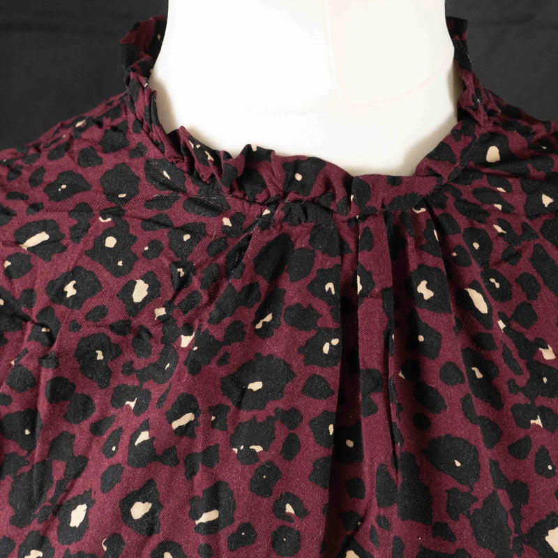 Dorothy Perkins Blouse Burgundy Animal Print Size 12