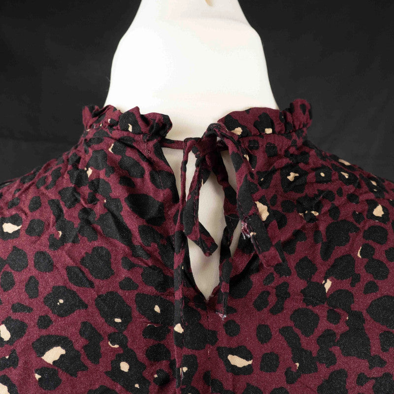 Dorothy Perkins Blouse Burgundy Animal Print Size 12