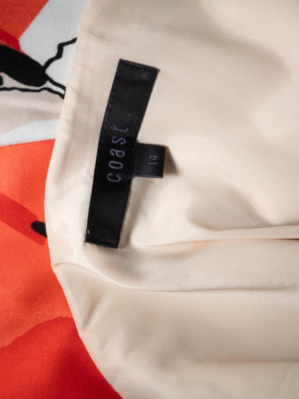 Coast Shift Dress White/Black/Red UK14 Pre-Owned