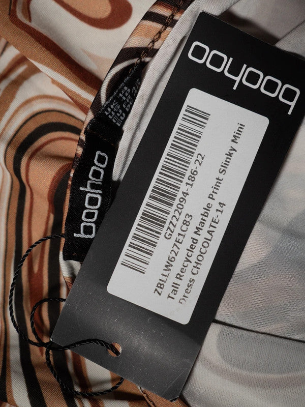 Boohoo Slinky Mini Dress Chocolate UK14 NWT