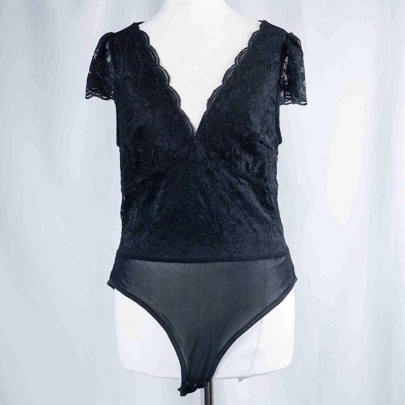 New Look Black Lace Body Suit Size 14 NWT