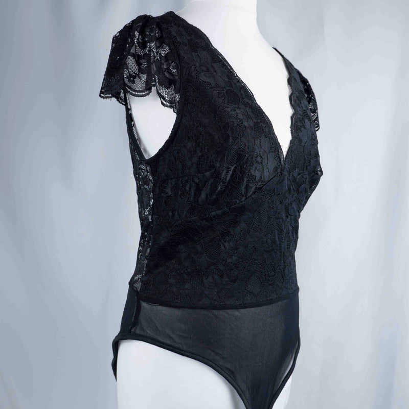 New Look Black Lace Body Suit Size 14 NWT