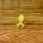 Gold Ribbon Pin Badge