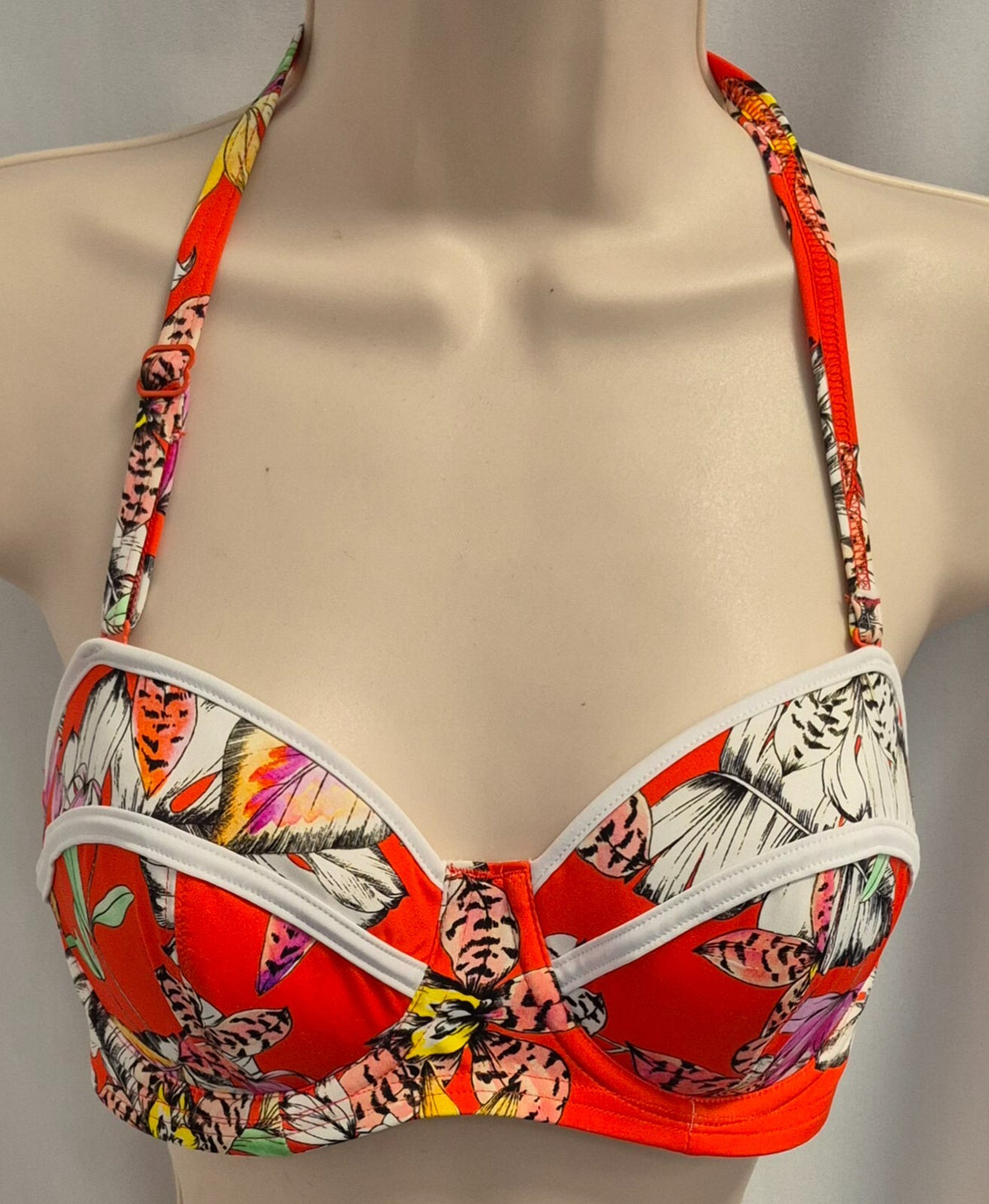 Freya 'Wild Flower' Bikini Top Red/Multi 30DD NWT