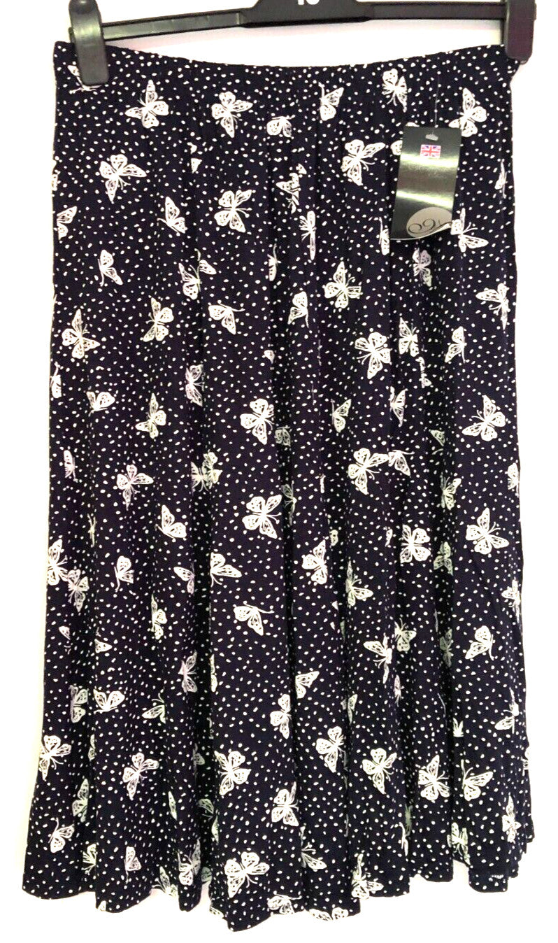 Womens Skirt S/M  Blue/White Butterfly Print Flared New with Tags