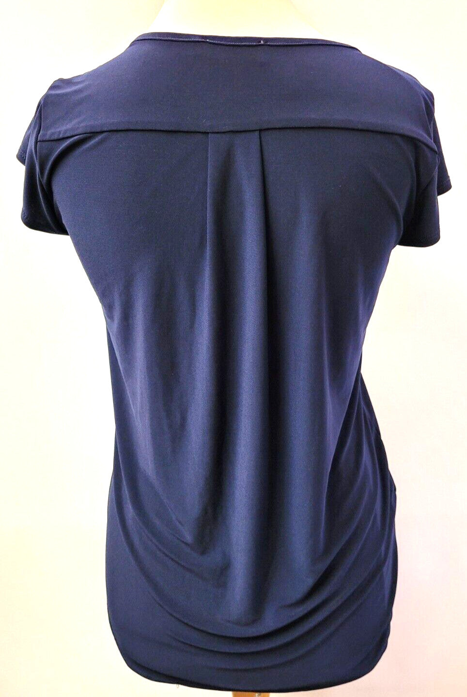 Paraphrase Top UK8 XS Navy Blue Round Neck Short Cap Sleeve Pre-Owned
