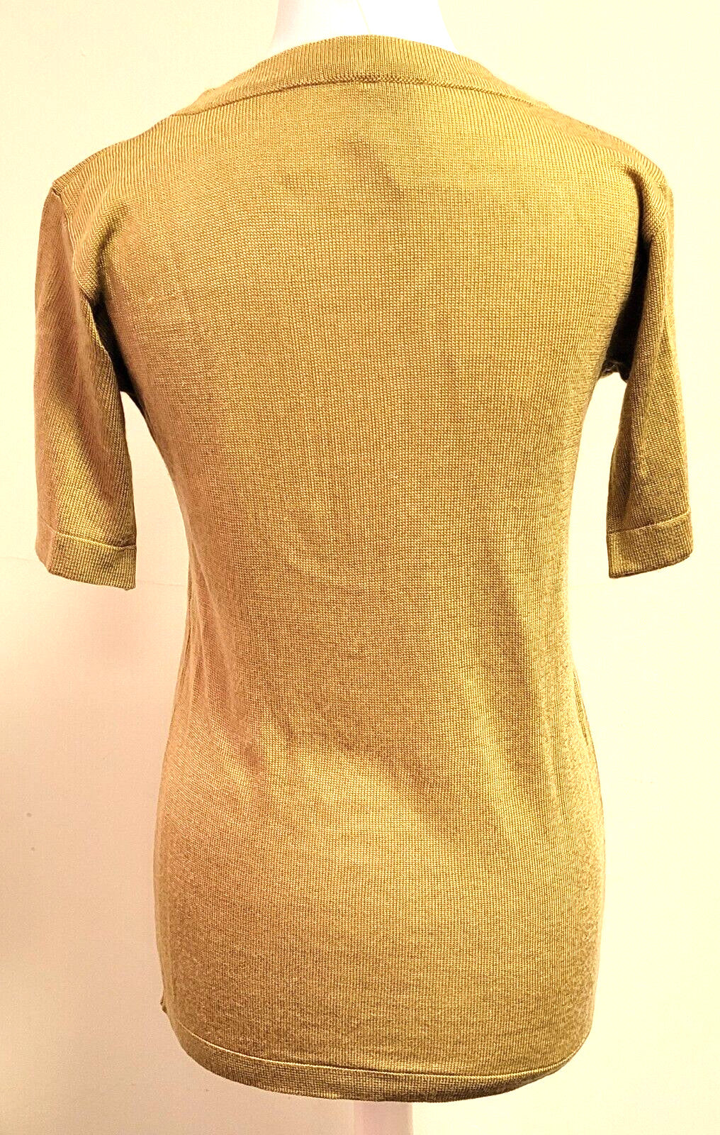 Jousse Jumper UK8 Gold Longer Length Top Round Neck Short Sleeve Pre-Owned