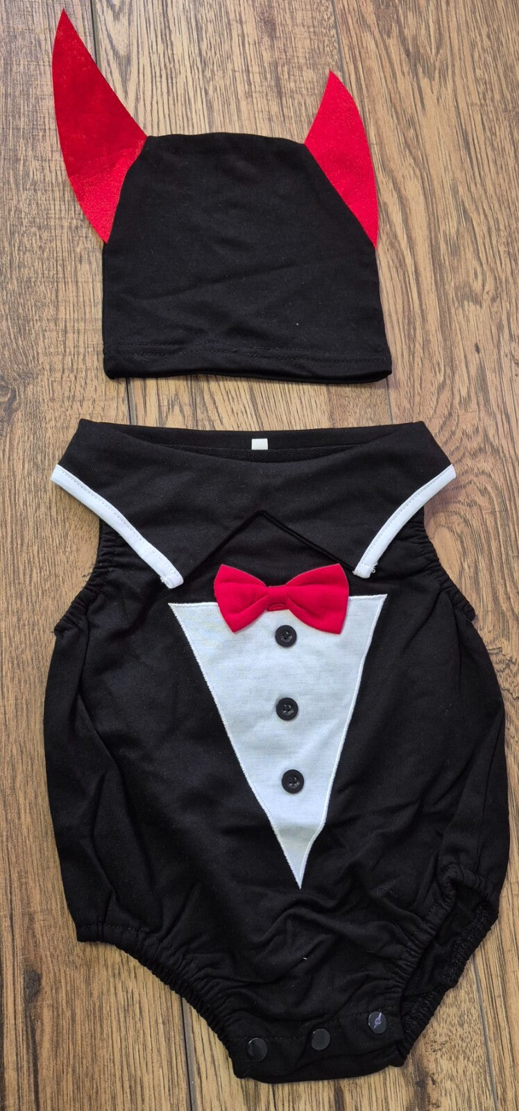 Kids Tales 3-Piece Halloween Costume &amp; Babygrow Grey/Black 80cm NWT