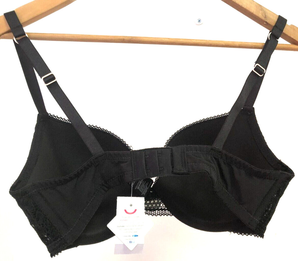 Debenhams Bra 32DD Black Underwired Padded Ruby Lace Plunge BNWT