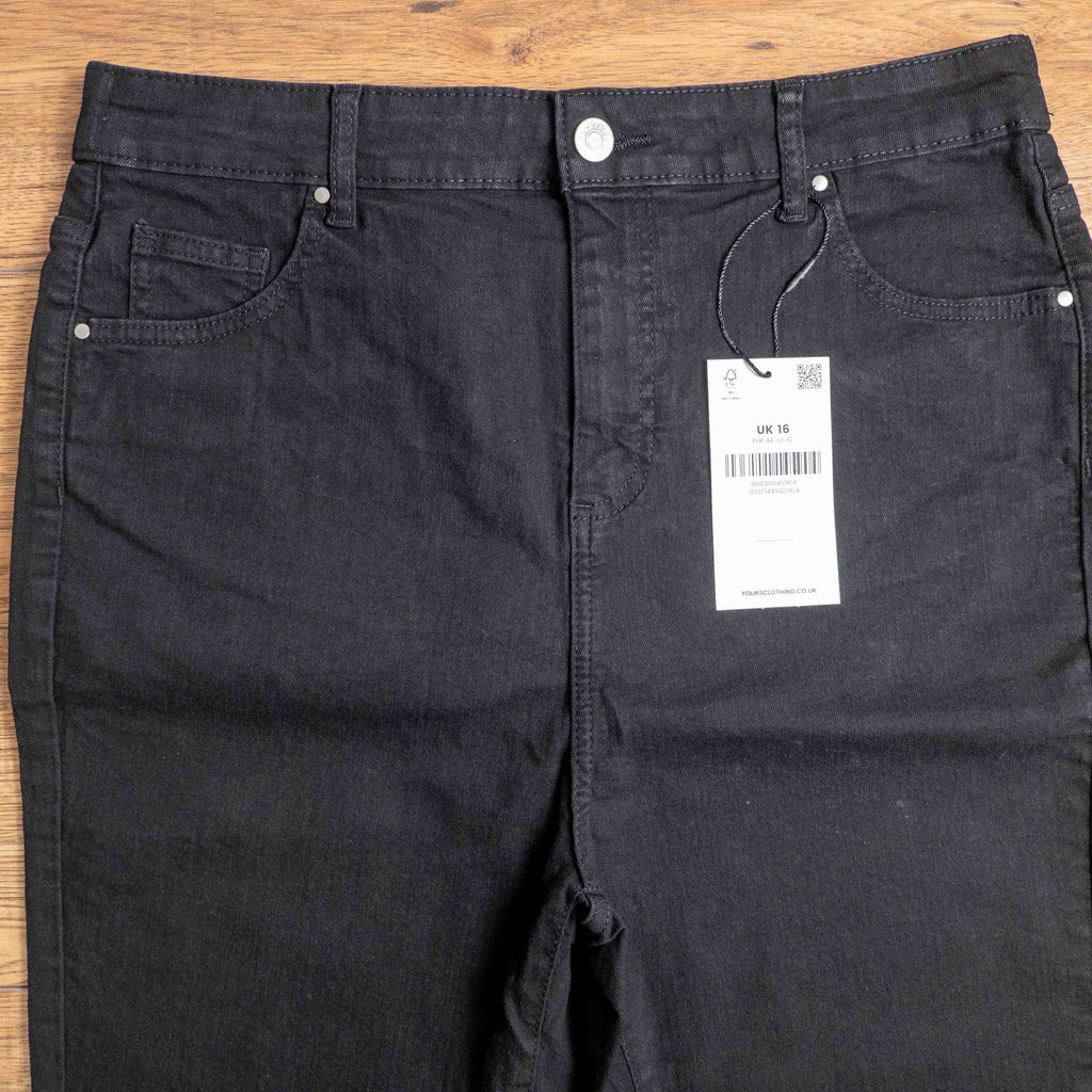 Yours black denim shorts size UK 16 with front and back pockets, brand new with tags.
