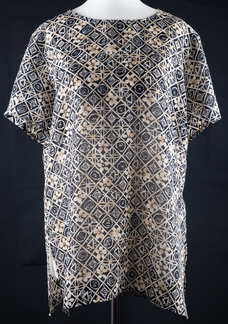 St Michael From M&amp;S Black And White Floral Semi Sheer Top Size 12 Pre-Owned