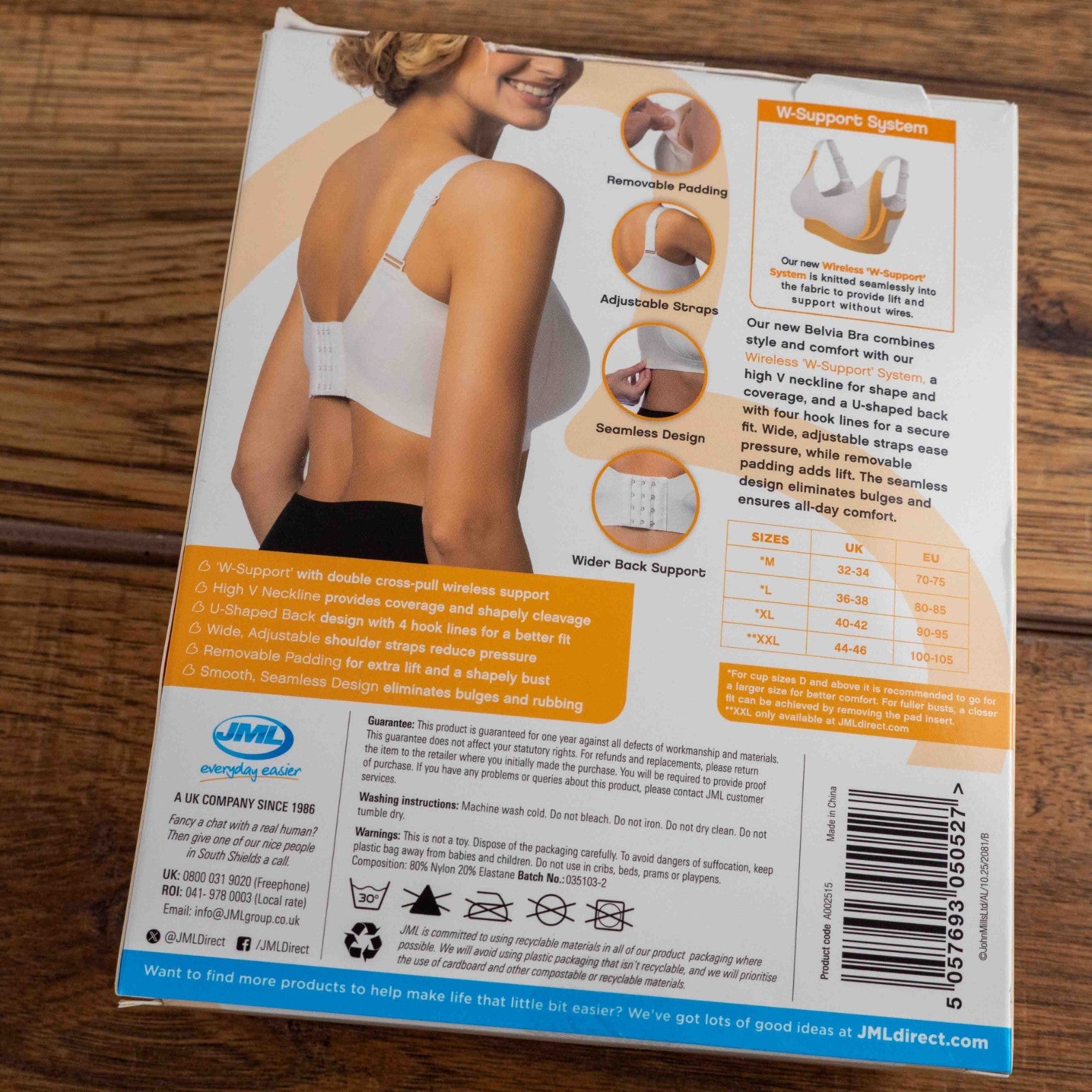 Belvia White Line XL Seamless Bra Padded Non Wired New In Packaging
