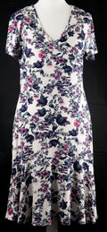 Next White Floral Knee Length Size 10 Dress Pre-Owned
