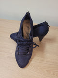 M&amp;S Ankle Shoes UK 4 Navy Suede Lace Detail Back Zip Pre-Owned