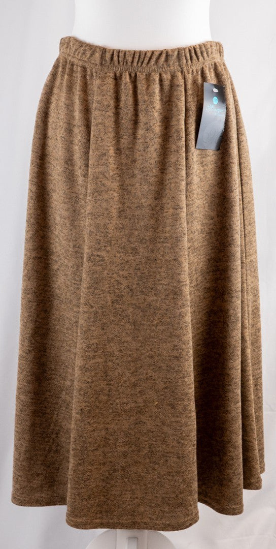 Monique Collection Brown Elasticated Pull Up 3/4 Length L/XL Skirt New With Tag