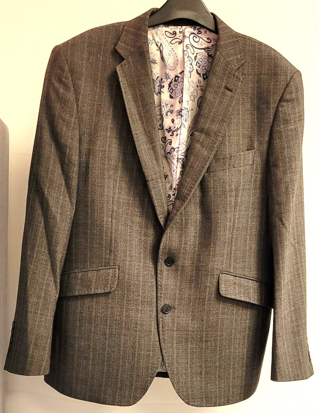 M&amp;S Mens Jacket 42" Short Grey Check Single Breasted 100% Wool Pre-Owned
